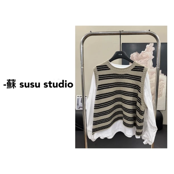 age reducing knitted vest two piece set