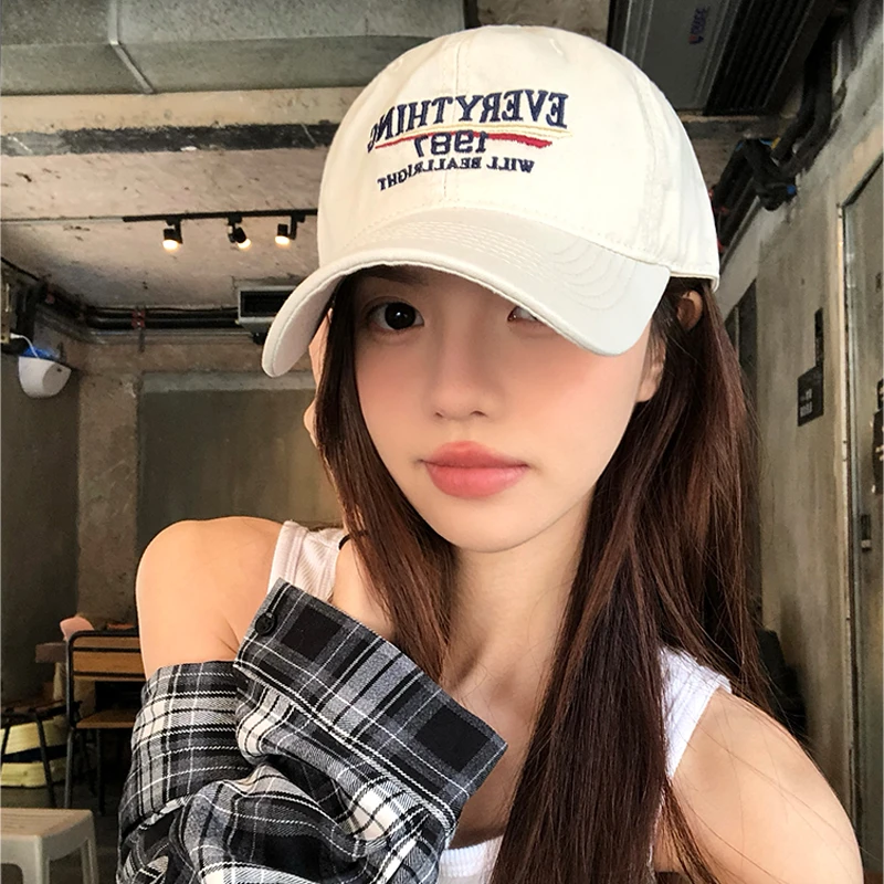 american retro washed cotton white baseball cap