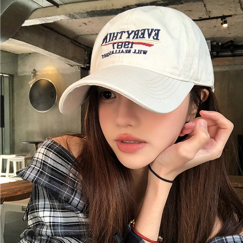 american retro washed cotton white baseball cap
