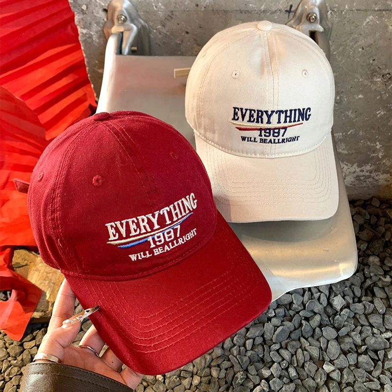 american retro washed cotton white baseball cap